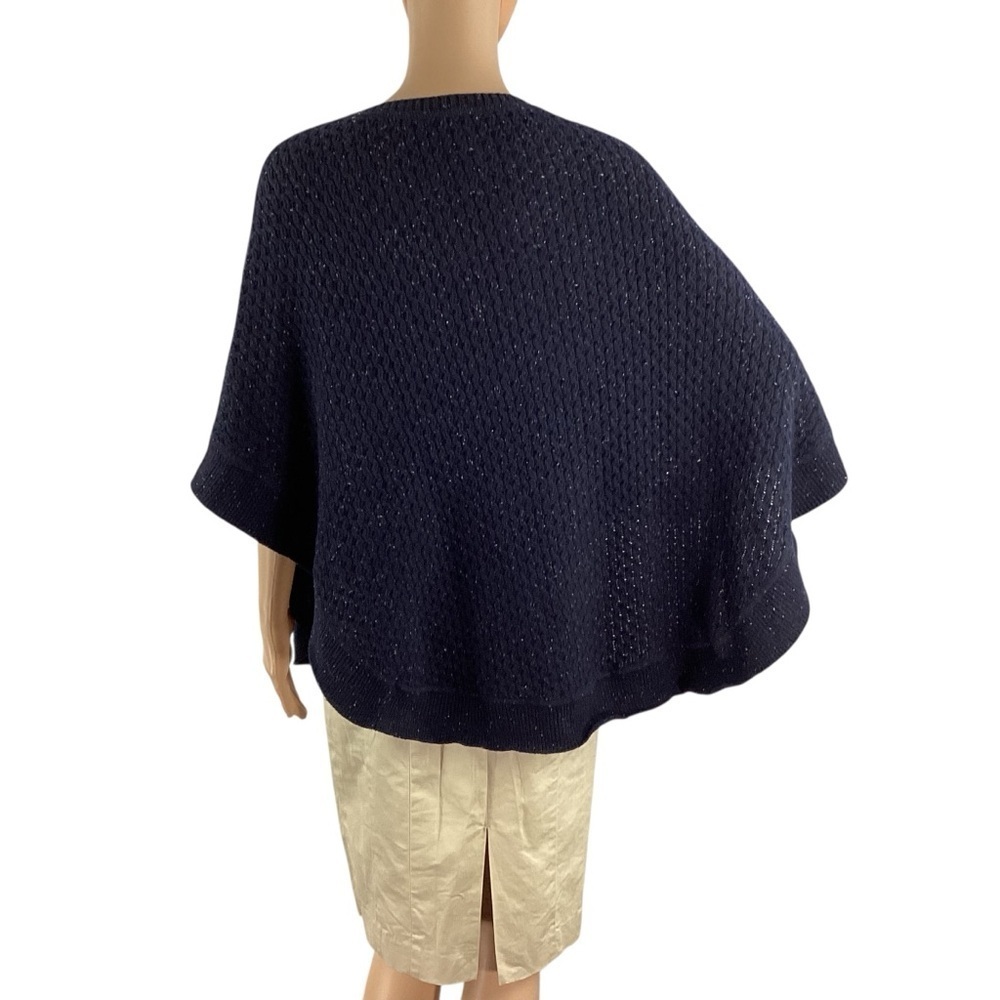 Talbots Navy Wool Blend Knit Poncho Sweater XS - Picture 5 of 6
